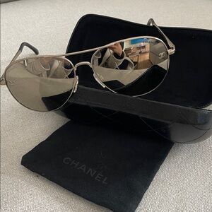 Chanel Titanium Aviator Sunglasses - w/ Case - 4189-T-Q